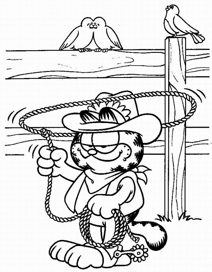 coloriage garfield cow boy